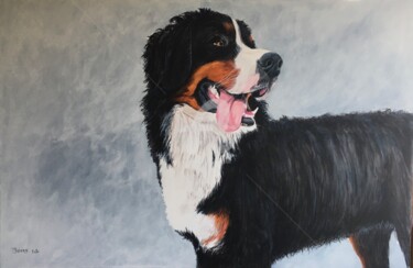 Painting titled "CHIEN Bouvier Berno…" by Patrice Behra, Original Artwork, Acrylic