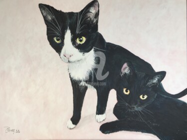 Painting titled "CHATS" by Patrice Behra, Original Artwork, Acrylic