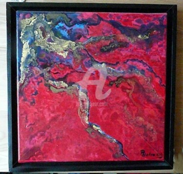Painting titled "Rouge et Or" by Patrice Behra, Original Artwork, Acrylic
