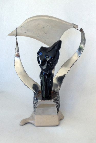 Skulptur mit dem Titel "au-coeur-de-larbre-…" von Bueno Patrice, Original-Kunstwerk, Metalle