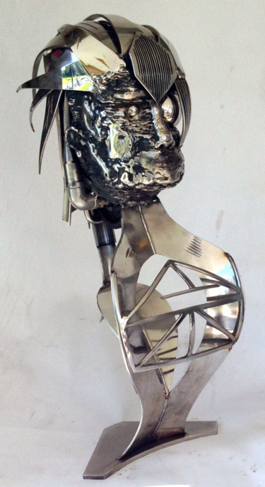 Sculpture titled "Cyborg" by Bueno Patrice, Original Artwork, Metals