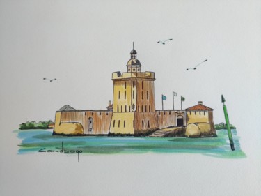 Drawing titled "Le fort Louvois" by Patrice Candeago, Original Artwork, Oil
