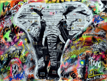Картина под названием "You Man Elephant" - Patrice Chambrier, Подлинное произведение искусства, Акрил