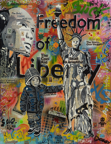 Painting titled "Freedom of liberty" by Patrice Chambrier, Original Artwork, Spray paint