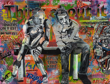 Schilderij getiteld "Think about" door Patrice Chambrier, Origineel Kunstwerk, Graffiti