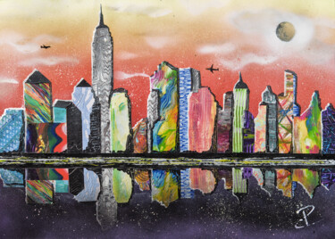 Painting titled "Skyline 1" by Patrice Chambrier, Original Artwork, Acrylic