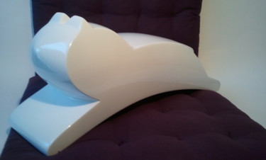 Sculpture intitulée "catwhite" par Patrice Kauffmann, Œuvre d'art originale