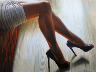 Painting titled ""Les jolies jambes…" by Patrice Larue, Original Artwork, Oil