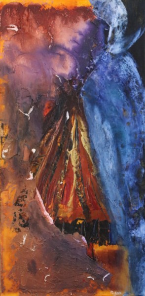 Painting titled "La dame en bleu" by Patrice Poidevin, Original Artwork, Acrylic