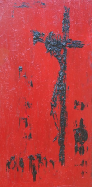Malerei mit dem Titel "crucifixion" von Patrice Poidevin, Original-Kunstwerk, Öl