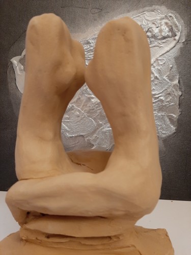Sculpture titled "Face à face" by Patrice Poidevin, Original Artwork, Terra cotta