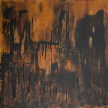 Malerei mit dem Titel "Londres en feu" von Patrice Poidevin, Original-Kunstwerk, Acryl