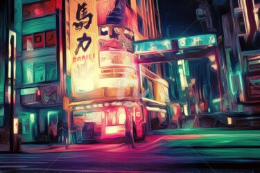 Digital Arts titled "Japan Night" by Patricia Antonio, Original Artwork, Digital Painting