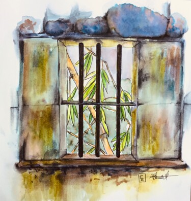 Peinture intitulée "Fenêtre de Diaolou" par Patricia Blanchet-Olivier, Œuvre d'art originale, Encre Monté sur Autre panneau…