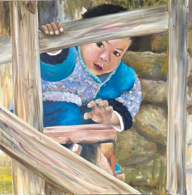 Pintura titulada "un peu inquiet" por Patricia Blanchet-Olivier, Obra de arte original, Oleo Montado en Bastidor de camilla…