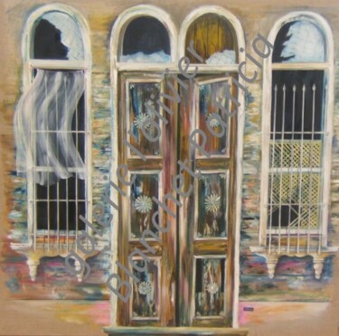 Painting titled "porte à Istambul" by Patricia Blanchet-Olivier, Original Artwork, Oil Mounted on Wood Stretcher frame