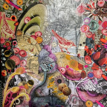 Collages intitulée "OUVERTURE EN COURS" par Patricia Blin, Œuvre d'art originale, Papier Monté sur Châssis en bois