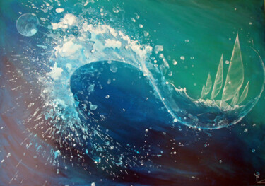 Malerei mit dem Titel "aventure, océan, li…" von Patricia Blondel, Original-Kunstwerk, Acryl