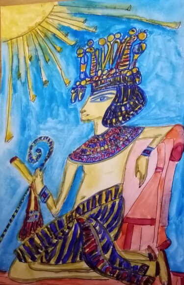 Картина под названием "El Faraón" - Patricia Brown (Artedibujopbrown), Подлинное произведение искусства, Акварель