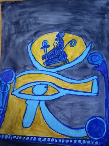 Pittura intitolato "Ojo Egipcio" da Patricia Brown (Artedibujopbrown), Opera d'arte originale, Acquarello