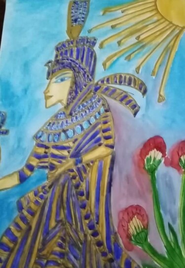 Painting titled "La Faroana egipcia" by Patricia Brown (Artedibujopbrown), Original Artwork, Watercolor