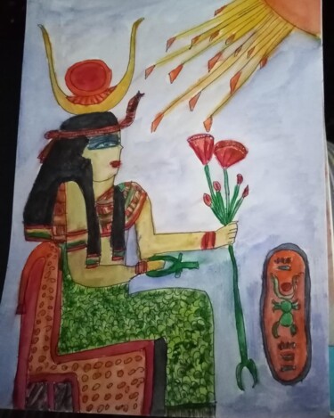 Pintura titulada "Escena Egipcia" por Patricia Brown (Artedibujopbrown), Obra de arte original, Acuarela