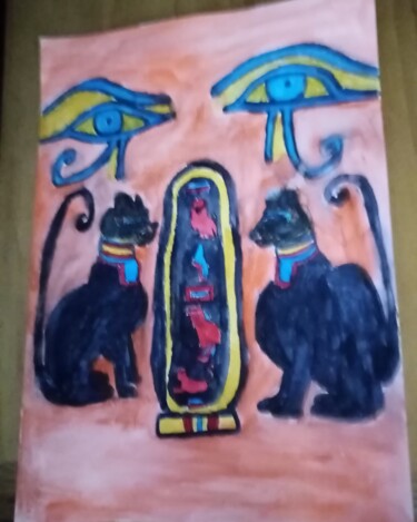 Pintura titulada "Isis velando a los…" por Patricia Brown (Artedibujopbrown), Obra de arte original, Acuarela