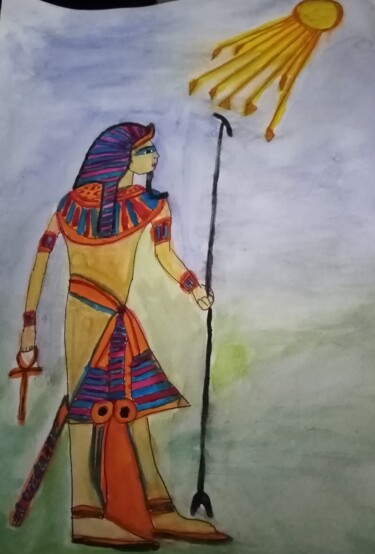 Peinture intitulée "Arte egipcio" par Patricia Brown (Artedibujopbrown), Œuvre d'art originale, Aquarelle