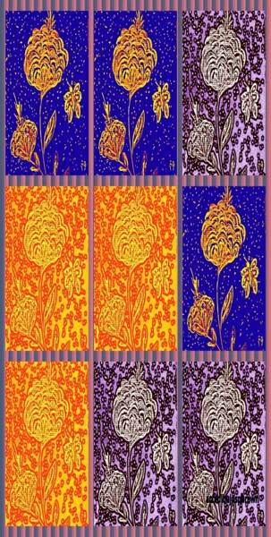 Arts numériques intitulée "Flor" par Patricia Brown (Artedibujopbrown), Œuvre d'art originale, Collage numérique