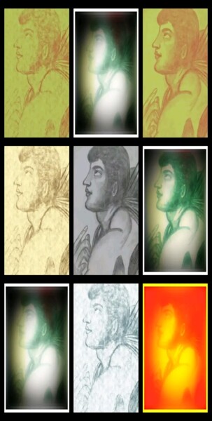 Digital Arts titled "Hombre mirando" by Patricia Brown (Artedibujopbrown), Original Artwork, Digital Collage