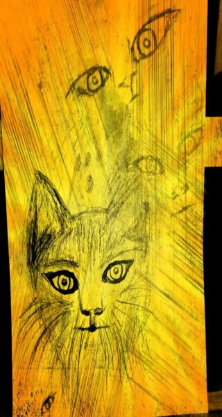 Arte digital titulada "Ojos de Gatos miran…" por Patricia Brown (Artedibujopbrown), Obra de arte original, Imagen generada p…