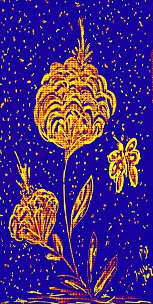 Digital Arts titled "Flor azul" by Patricia Brown (Artedibujopbrown), Original Artwork, AI generated image