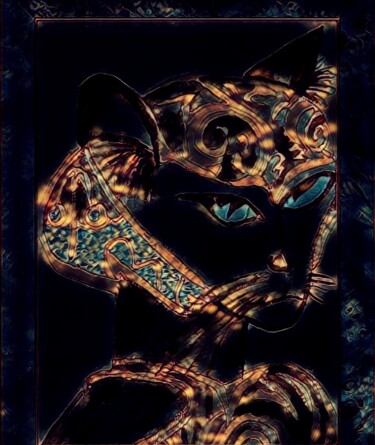 Arts numériques intitulée "Diosa Gato" par Patricia Brown (Artedibujopbrown), Œuvre d'art originale, Image générée par l'IA