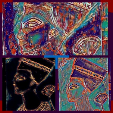 Arts numériques intitulée "Collage Egipcio cua…" par Patricia Brown (Artedibujopbrown), Œuvre d'art originale, Collage numér…