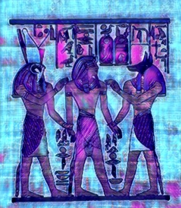 Digital Arts titled "Ra Tuth y Anubes" by Patricia Brown (Artedibujopbrown), Original Artwork, AI generated image