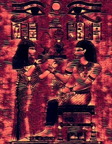 Arte digital titulada "Pareja Faraón" por Patricia Brown (Artedibujopbrown), Obra de arte original, Imagen generada por IA