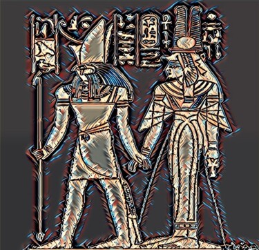 Digital Arts titled "Horus y el faraón" by Patricia Brown (Artedibujopbrown), Original Artwork, AI generated image