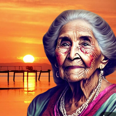 Artes digitais intitulada "Abuela" por Patricia Brown (Artedibujopbrown), Obras de arte originais, Imagem gerada por IA