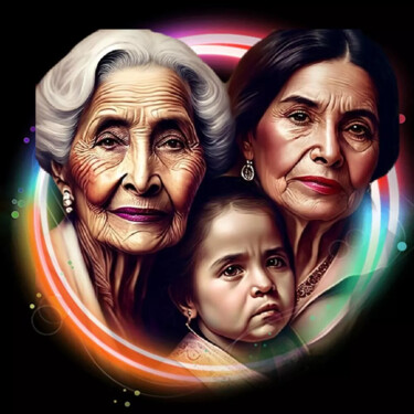 Digital Arts titled "3 Generaciones" by Patricia Brown (Artedibujopbrown), Original Artwork, AI generated image