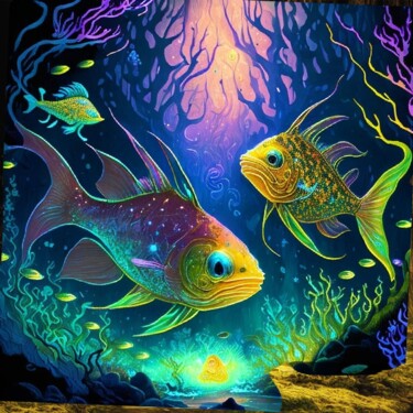 Digital Arts titled "Peces de río" by Patricia Brown (Artedibujopbrown), Original Artwork, AI generated image