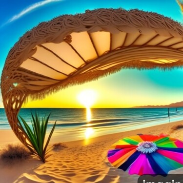 Artes digitais intitulada "Playa del Este" por Patricia Brown (Artedibujopbrown), Obras de arte originais, Imagem gerada por…