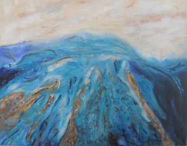 Painting titled "Turquoise" by Patricia Caillault, Original Artwork, Oil