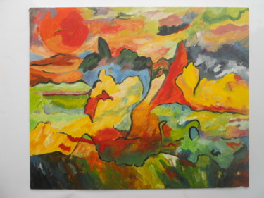 Painting titled "Soleil levant à Cou…" by Patricia Caillault, Original Artwork, Oil