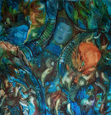 Картина под названием "Celestial" - Patrícia Calmon, Подлинное произведение искусства, Акрил