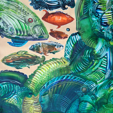 Pintura intitulada "Sereia" por Patrícia Calmon, Obras de arte originais, Acrílico