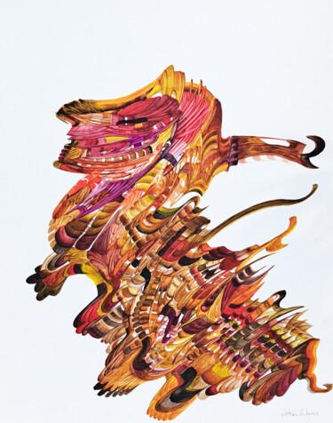 Schilderij getiteld "Dragon" door Patrícia Calmon, Origineel Kunstwerk, Acryl