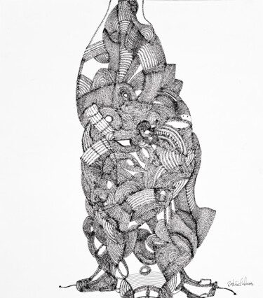 Dessin intitulée "Cocoon" par Patrícia Calmon, Œuvre d'art originale, Stylo gel