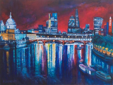 Painting titled "From St Pauls to th…" by Patricia Clements Art, Original Artwork, Oil Mounted on Wood Stretcher frame