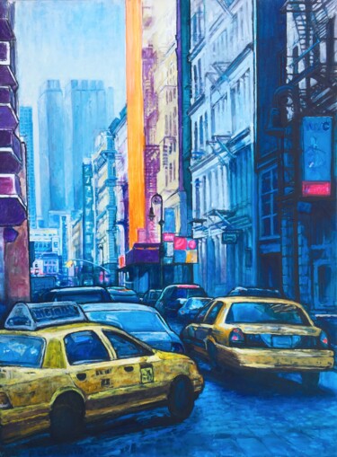 Painting titled "Greenwich Village M…" by Patricia Clements Art, Original Artwork, Oil Mounted on Wood Stretcher frame