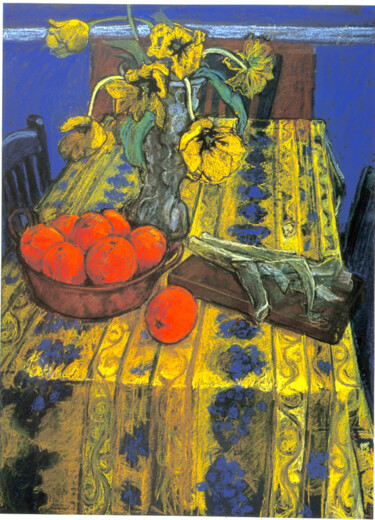 Dibujo titulada "Still life with Fre…" por Patricia Clements Art, Obra de arte original, Pastel Montado en Cartulina